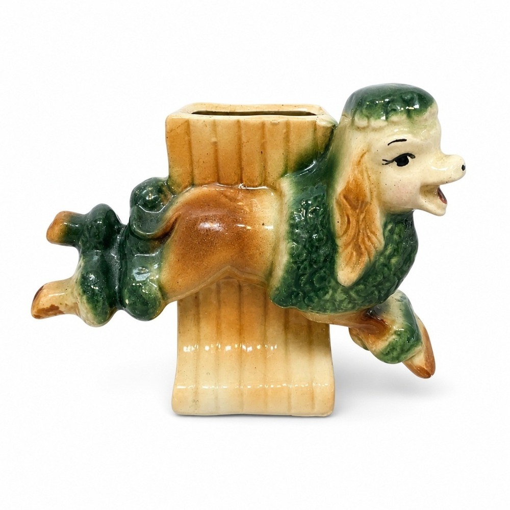 Vintage Poodle Dog Planter Marked  Ceramic Fashions by O.P. CO Pencil Holder